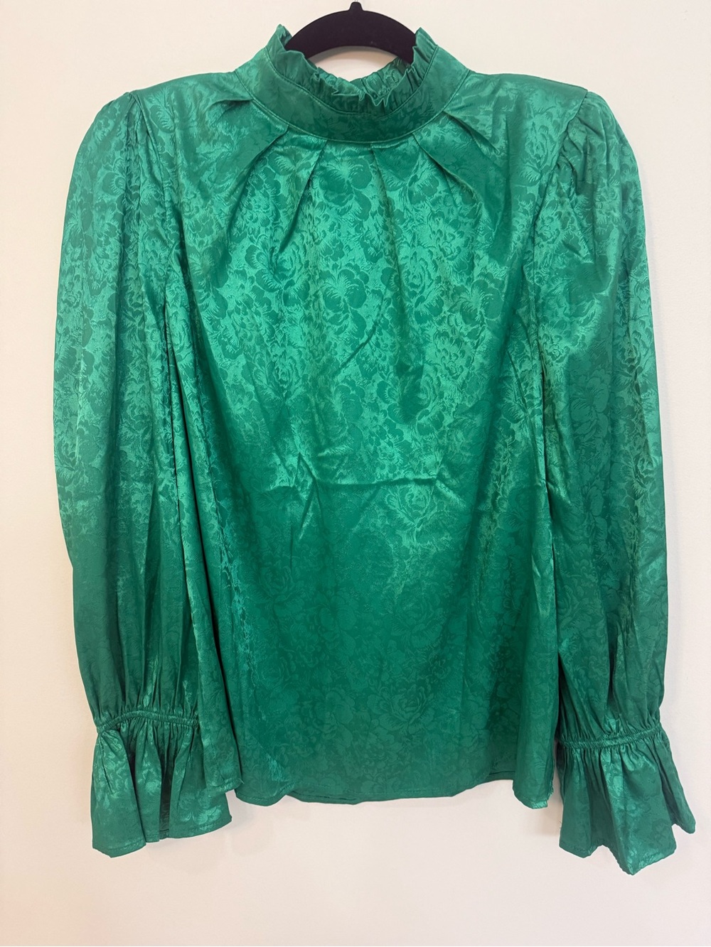VICI- Green Floral Jacquard High-Neck Blouse - Women Tops size Medium